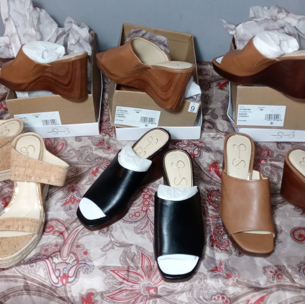Jessica Simpson Sheyna wedges.Color suntan.All new 5 in box 3 no box 9,9.5, 10